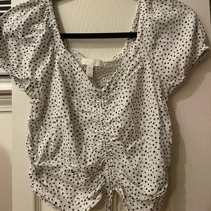 White Polka Dot Top